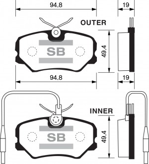 Колодки тормозные PEUGEOT 405 (92-) передние (4шт.) SANGSIN SP1180 SANGSIN