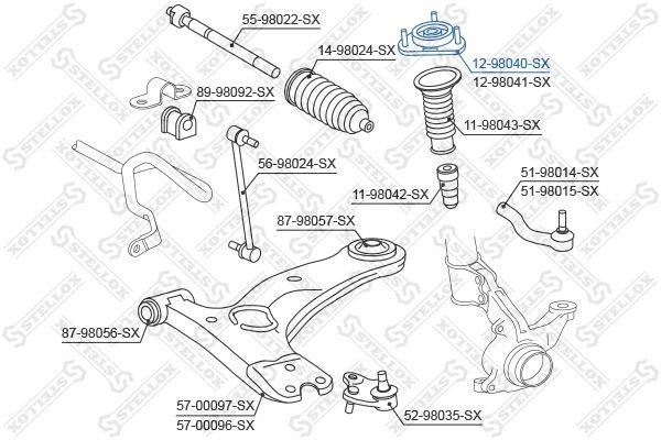 опора амортизатора переднего!\ Toyota Corolla CDE120/ZZE12# 01-02 12-98040-SX STELLOX