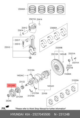 Шкив HYUNDAI HD65,72,78,County дв.D4DB,D4DD коленвала OE 2527045500 HYUNDAI KIA