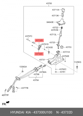 НАПРАВЛЯЮЩАЯ ПЛАСТИНА РЫЧАГА КПП 43730-0U100 437300U100 HYUNDAI KIA