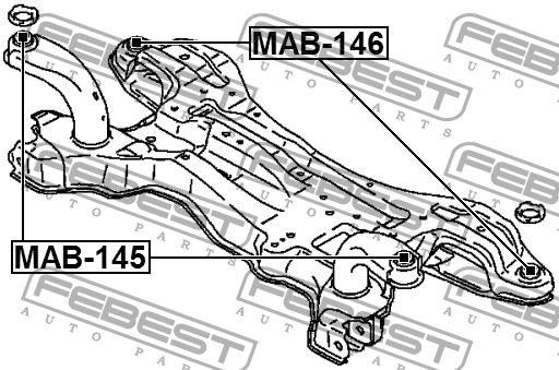 Сайлентблок передн балки передний MITSUBISHI GRANDIS NA4W 2006.05-2010.03 MAB-14 MAB-145 FEBEST