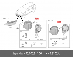 Фара HYUNDAI Santa Fe (18-) правая (LED/STATIC) OE 92102S1100 HYUNDAI KIA