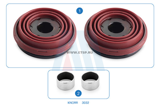 РМК суппорта пыльники и упоры( KNORR SB5/6/7) без буртика Сильфонный Толкатель   3032 ALCAN