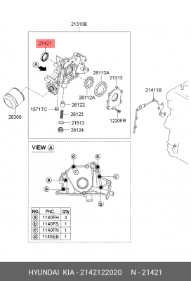 Сальник коленчатого вала 21421-22020 2142122020 HYUNDAI KIA