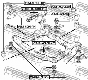 Сайлентблок подрамника задний VOLVO XC90 2003- VLAB-XC90SSR VLAB-XC90SSR FEBEST