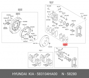 Суппорт HYUNDAI Starex H-1 (07-) задний левый OE 583104HA00 HYUNDAI KIA