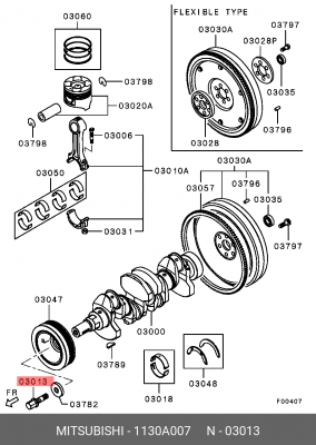 БОЛТ ШКИВА КОЛЕНВАЛА ЦЕНТРАЛЬНЫЙ 1130A007 1130A007 MITSUBISHI