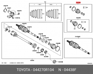 к-кт пыльников привода!\ Toyota Rav4 2.4i 05-13/Camry 2.5i 11-18 04427-0R104 TOYOTA