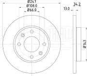 Диск тормозной передний d=247 DF095209 TRIALLI