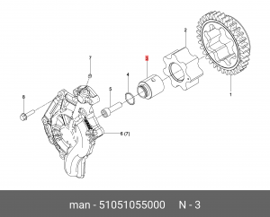 Вал MAN дв.D2066 шестерни насоса масляного OE 51051055000 MAN