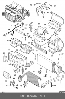 электродвигатель отопителя !в сборе с крыльчаткой 24V\DAF 95 XF 1672646 DAF