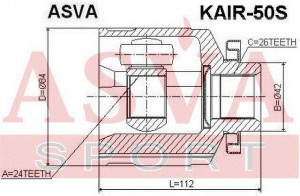 ШРУС ВНУТРЕННИЙ ПРАВЫЙ 24x42x26 KAIR50S KAIR-50S ASVA