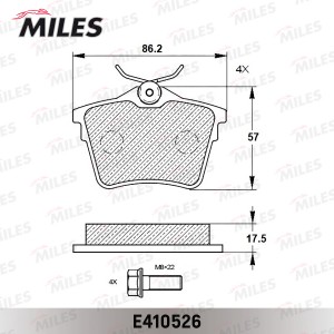 Колодки тормозные задние (Смесь Low-Metallic) CITROEN C5 08-/PEUGEOT 407 04-/607 E410526 MILES