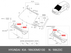 Форсунка HYUNDAI Creta (16-) омывателя стекла ветрового OE 98630M0100 HYUNDAI KIA