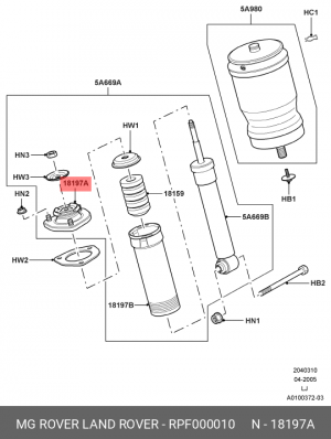 опора амортизатора заднего!\ Land Rover Range Rover 02-12 RPF000010 LAND ROVER