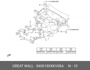 8400180XKV08A УСИЛИТЕЛЬ ПАНЕЛИ МОТОРНОГО ОТСЕКА 8400180XKV08A HAVAL
