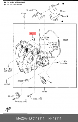 Прокладка коллектора MAZDA 3 (03-) впускного OE LF01-13-111 MAZDA