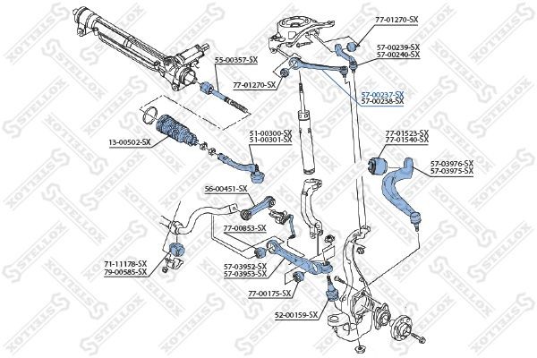 рычаг передний верхний левый!\ Audi A4 1.8-2.0TFSi/2.0-3.0TDi 07> 5700237SX STELLOX