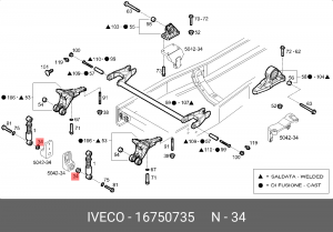 гайка кронштейна заднего амортизатора !М20x1.5 \IVECO 16750735 IVECO