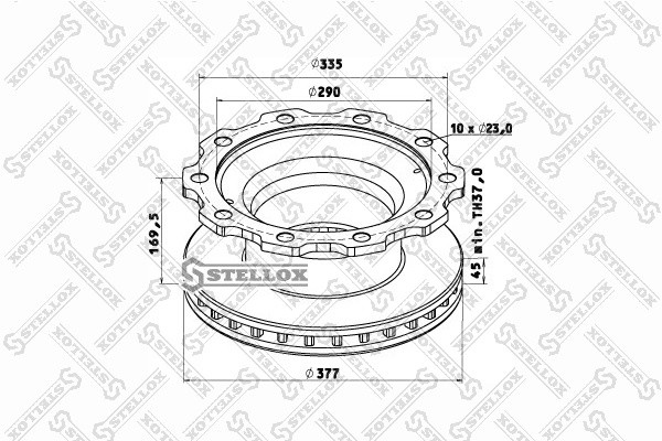 диск тормозной !377/ x45/169.5 10n-335-M23\BPW SKH Eco SB3745 85-00806-SX STELLOX