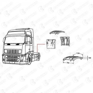 крыло! заднее правое/левое с держателем\Volvo FH/FM 3FH520 COVIND
