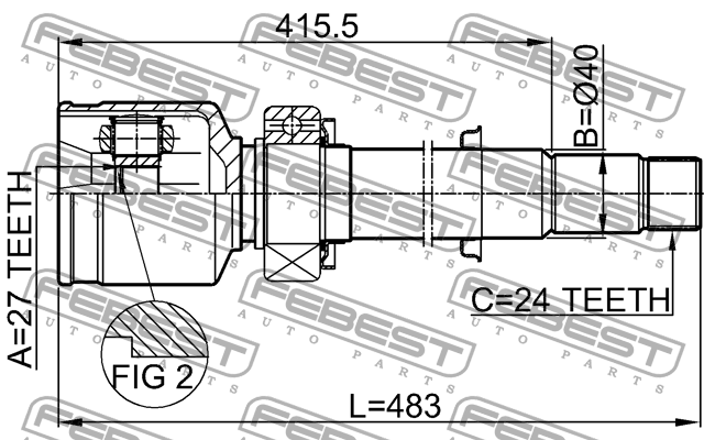 ШРУС внутренний TOYOTA Camry (06-11) правый FEBEST 0111-GSV40RH FEBEST