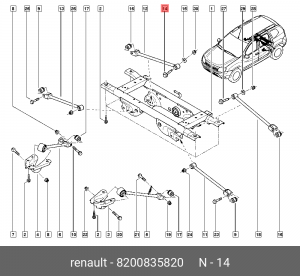 БОЛТ РЫЧАГА ПОДВЕСКИ ПЕР М14 8200835820 8200835820 RENAULT