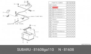 ПРОСТАВКА КЛЕММЫ АКБ \ TIRMINAL BASE (+) 81608GA110 SUBARU