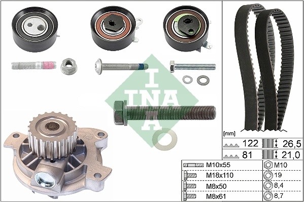 Комплект ГРМ VW LT 28,35,46 (96-06) с насосом водяным INA 530 0483 30 INA