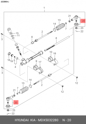 НАРУЖНЫЙ НАКОНЕЧНИК РУЛЕВОЙ ТЯГИ/JOINT-B MDX50-32280 MDX5032280 HYUNDAI KIA