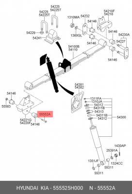 болт крепления передней рессоры! M10\ Hyundai HD 555525H000 HYUNDAI