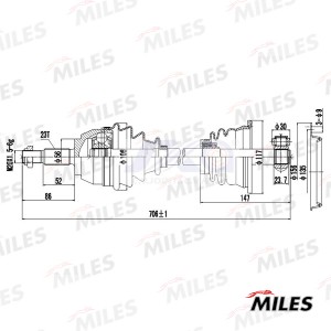Привод в сборе левый RENAULT LAGUNA I 1.6-2.0 97-01 (GKN 303549) GC01109 GC01109 MILES