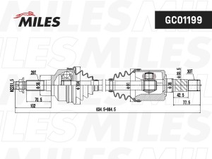 Привод в сборе левый KIA SORENTO 06- GC01199 GC01199 MILES
