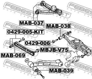 Болт с эксцентриком ремкомплект MITSUBISHI LANCER CY,CZ# 2007.03- 0429-005-KIT 0429-005-KIT FEBEST