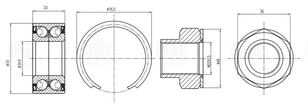 Подшипник ступицы Opel Corsa D (06-) перед. (кмпл:подш./стоп.кол.2шт/гайка) (CS  CS2173 TRIALLI