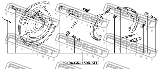 К-кт монтажный барабанных колодок TOYOTA LAND CRUISER PRADO 120 02-09 0104-GRJ15 0104-GRJ150R-KIT FEBEST