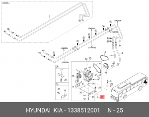 Гайка HYUNDAI HD65,72,78 крепления генератора OE 1338512001 HYUNDAI KIA