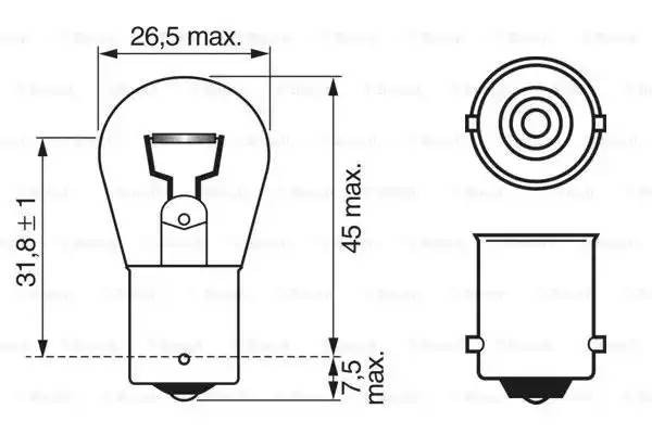 Лампа 12V P21W BA15s Longlife Daytime BOSCH 1 987 302 280 BOSCH