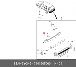 Пистон SSANGYONG Rexton (02-) бампера переднего OE 7941605000 SSANG YONG