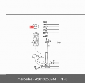 прокладка под пружину! задняя H8\ MB W124/T124/C124/W201/W202/R129 82-01 A 201 325 09 44 MERCEDES BENZ