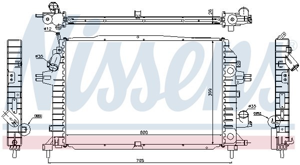 радиатор системы охлаждения! МКПП\ Opel Astra H 1.9CDTi 04>/Zafira B 1.9CDTi 05> 630705 NISSENS