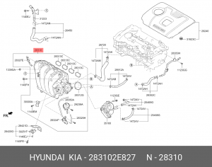 Коллектор KIA Sportage (16-) впускной OE 283102E827 HYUNDAI KIA