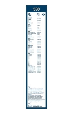 Щетка стеклоочистителя ВАЗ-2110,ГАЗ-3302,КАМАЗ,УАЗ 530мм (крючок 3х8) комплект T 3 397 118 400 BOSCH