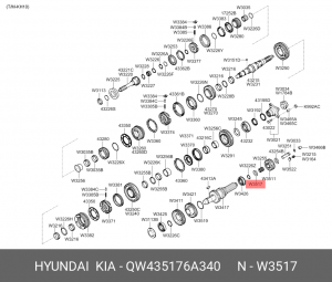 Кольцо HYUNDAI HD120 (KH10) упорное КПП вала промежуточного OE QW435176A340 HYUNDAI KIA