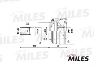 ШРУС наружный TOYOTA LAND CRUISER 4.2/4.7 98- (GKN 305451) GA20487 GA20487 MILES