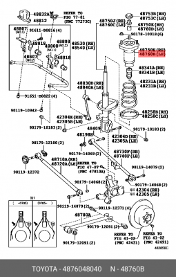 опора амортизатора заднего левого!\ Lexus RX 3.0/3.5/4.0 4WD 03> 48760-48040 TOYOTA