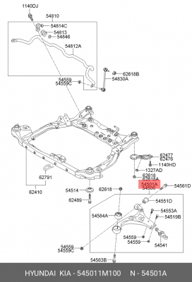 Рычаг подвески KIA Cerato (08-) передней нижний правый OE 54501-1M100 HYUNDAI KIA