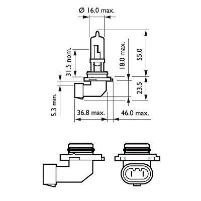 Лампа 12V HB3 60W P20d +30% Premium PHILIPS 9005PRC1 PHILIPS