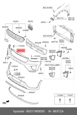 накладка бампера переднего!\Hyundai Creta 86511M0000 HYUNDAI