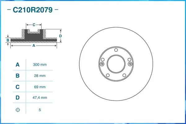 Тормозной диск передний C210R2079 C210R2079 CWORKS